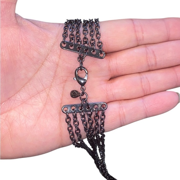 Boho style silver tone and wood bead long layered chain necklace - Picture 3 of 7